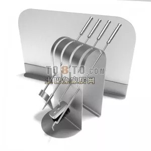 Knives Set On A Stand Holder 3d model