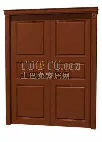 Double Doors Wooden Door 3d model