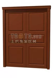Black Wood Door With Circle Windows 3d model
