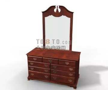 Rectangular Mirror Carved Wood Frame 3d model