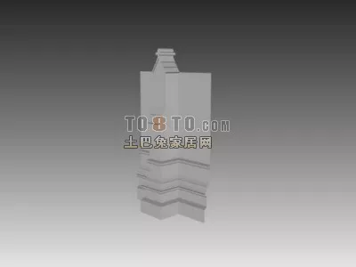 European Component Wall With Carved Window 3d model
