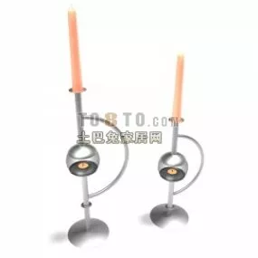 Kitchen Candle With Silver Holder 3d model