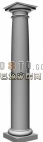 Round Steel Column Grey Painted 3d model