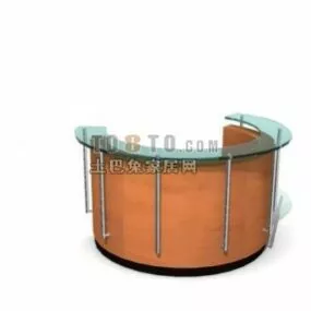 Curved Reception Desk Wood Material 3d model