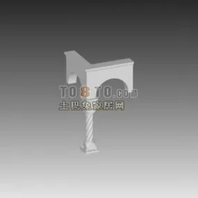 European Corner Arc Wall Column 3d model