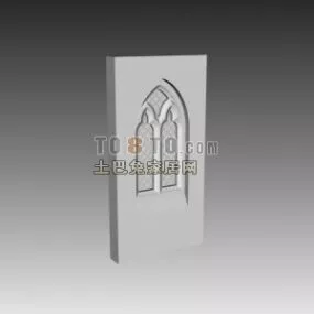 European Construction Wall With Carved Window 3d model