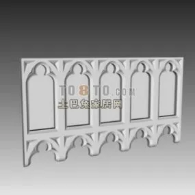 Classic Carved Window Wall 3d model