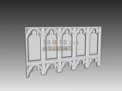 Classic Carved Window Wall 3d model Classic Carved Window Wall 3d model