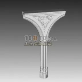 Classic Column With Carved Head Decorative 3d model