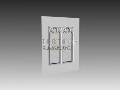 Carved European Window 3d model Carved European Window 3d model