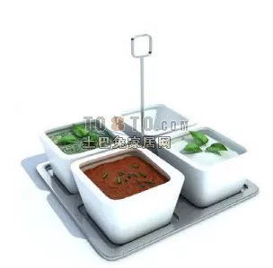 Tableware Square Cup With Food On Tray 3d model Tableware Square Cup With Food On Tray 3d model