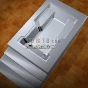Steel Bathtub With Stair 3d model