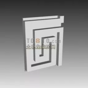 Square Plaster Frame Decoration 3d model