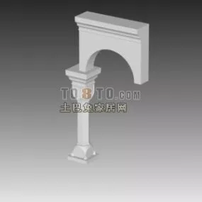 European Arc Wall Column 3d model