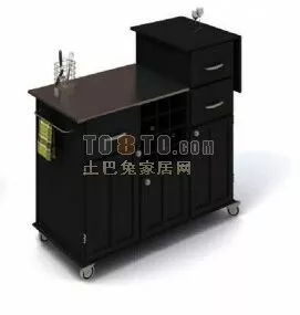 Side Cabinet Black Wood 3d model