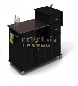 Wood Tv Cabinet With Work Desk And Pc 3d model