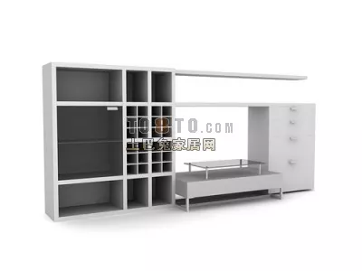 Tv Cabinet With Book Library Decorative 3d model