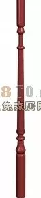 Baluster Handrail Column Red Wood 3d model