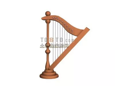 Old Harp Music Instrument 3d model Old Harp Music Instrument 3d model
