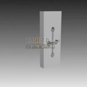 European Cross Carved On Wall Block 3d model