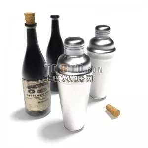 Tableware Wine Bottle And Cups 3d model Tableware Wine Bottle And Cups 3d model