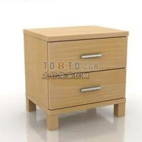 Modern Wood Bedside Table 3d model