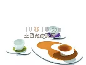 Tableware Cup Dish Utensil 3d model