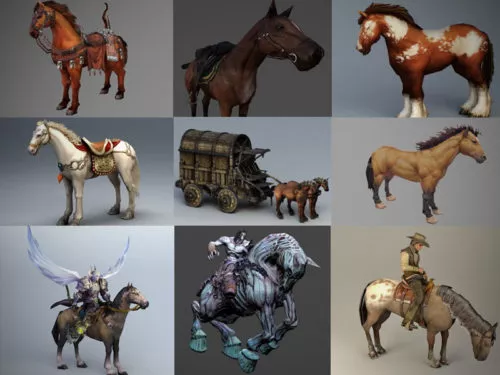 20 Realistic Horse 3d Models Collection