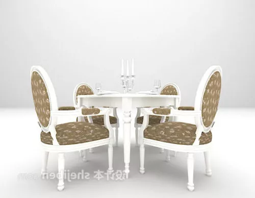 European Round Coffee Table With Chairs 3d model European Round Coffee Table With Chairs 3d model