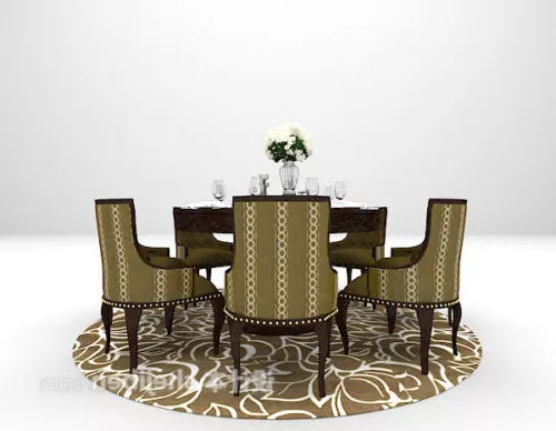 European Set with carpeted dining table chair 3d model European Set with carpeted dining table chair 3d model