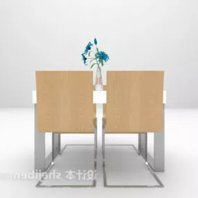 Dinning White Table Chair Set Combination 3d model