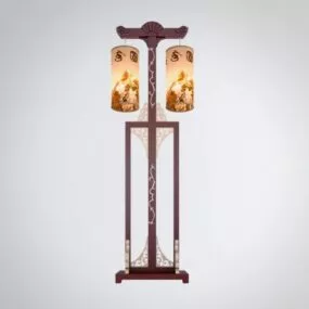 Chinese Ancient Wood Floor Lamp 3d model