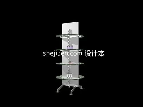Curved Bookshelf Rack With Under Cabinet 3d model