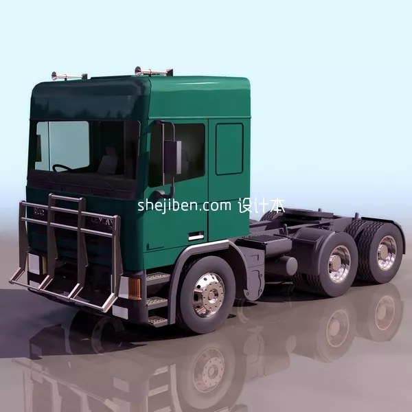 Truck Head Green Painted 3d model Truck Head Green Painted 3d model