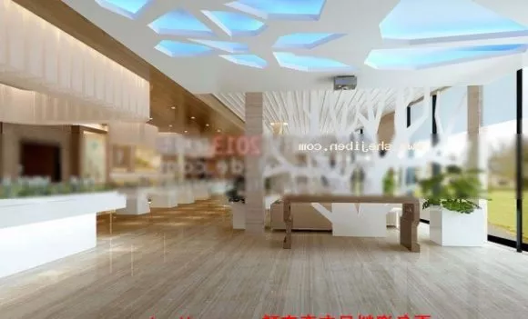 Hotel Front Desk Hall Space Interior 3d model
