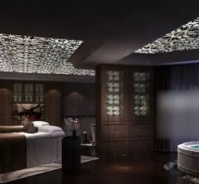 Chinese Vintage Massage Room Interior Scene 3d model