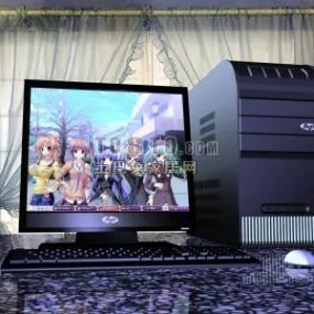 Desktop Office Computer With Lcd Keyboard 3d model