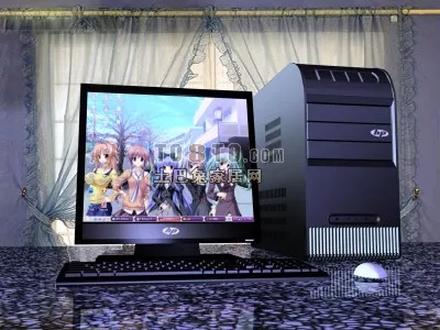 Desktop Office Computer With Lcd Keyboard 3d model Desktop Office Computer With Lcd Keyboard 3d model