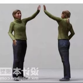 High Five Woman Character 3d model