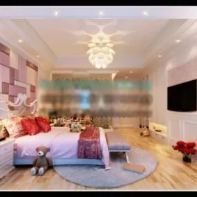 Decoration For Girl Bedroom Interior Scene 3d model