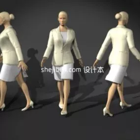 Middle Aged Female Character In Suit 3d model
