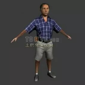 Elderly Men Character In Short Pant 3d model