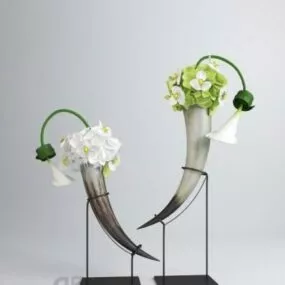 Horn Flower Ornament With Stand 3d model