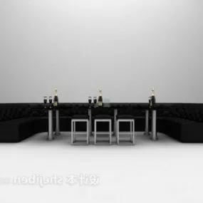 Combination Sofa Black Style 3d model