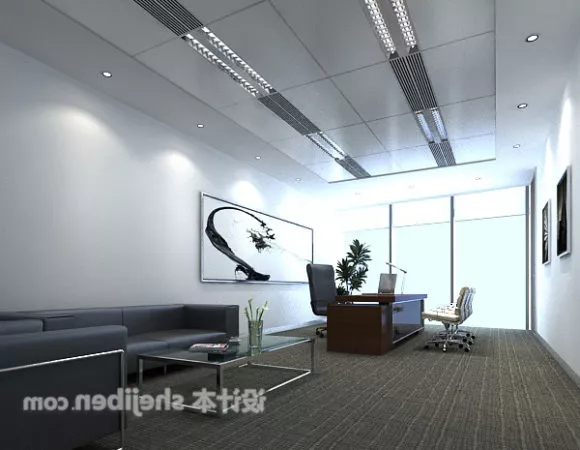 White Boss Office Interior Scene 3d model White Boss Office Interior Scene 3d model