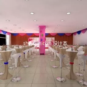 Dating Hall With Furniture 3d model