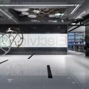 Interior Scene Office Front Desk Space 3d model