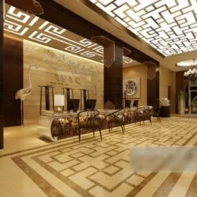 Interior Scene Front Desk Company 3d model