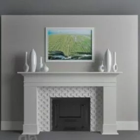 Gray Painted Tv Wall Cabinet 3d model