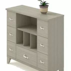 Bedside Table Grey Wooden 3d model